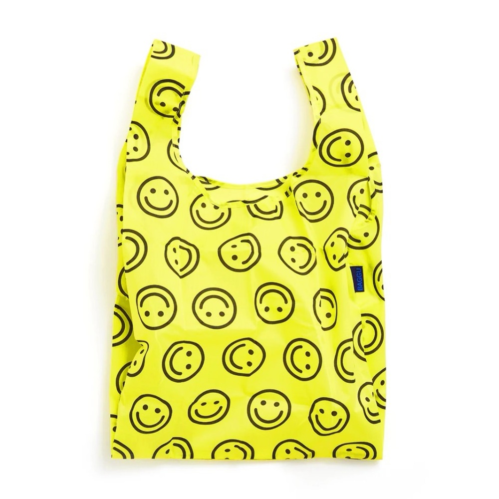 Essential Baggu bag in yellow - Happy face print